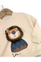 Boy's Stylish Cotton Top and Bottom Set with Lion Embroidery and Striped Pants for Ages 2-3-4-5 - 4