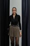Beige Black Patterned Belted Shorts - 5