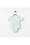 Newborn Baby Girl Cotton Bodysuit Colorful Patterned Short Sleeve Bodysuit with Snap Fasteners 3-12 Months Water Green