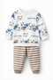 Lucky Bear Printed Unisex Cotton Baby Set Long Sleeve Top Striped Bottom