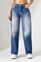High Waist Wide Leg Light Blue Denim Jean Pants - 2