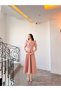 Olen Powder Pink Short Sleeve Maxi Length Flared Skirt Evening Dress - 8