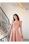 Olen Powder Pink Short Sleeve Maxi Length Flared Skirt Evening Dress - 2