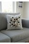 Punch Embroidery Pattern 3D Digital Printed Flower Leaf Patterned Gray Themed 2-Piece Throw Pillow Cover - 3