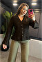 Brown Textured Fabric Flywheel Sleeve Knitwear Cardigan - 4