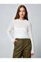 Crew Neck Slim Fit Ajoure Long Sleeve T-Shirt - 3