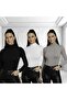 Women's Long Sleeve Turtleneck Bodysuit 3-Piece Set Kommbinllleee