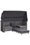Extendable 3-Seater Sofa Bed with Roof Poly Rattan Grey - 2