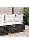 Garden Sofa Corner with Cushions Black Poly Rattan