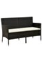 3-Seater Garden Sofa with Cushion Black Poly Rattan