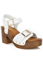 Women Studded Denim Clog Sandals in White