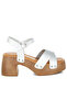 Women Metallic Pleather Clog Sandals in Silver - 2