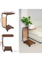 C-Shaped Mobile Side Table for Couch,End Table with Storage Pocket and Rolling Wheels - 3
