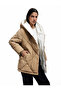 Hooded Pocket Detail Zip-Up Snap Button Quilted Oversized Anorak - 3