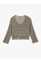 V-Neck Long Sleeve Lace-Like Knit Knitwear Sweater - 4