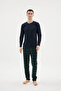 100% Cotton New Season 2026 4 Seasons Midi Collar Men's Pajama Set - 4