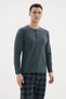 100% Cotton New Season 2026 4 Seasons Midi Collar Men's Pajama Set