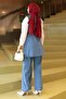 Belt Detail Double Denim Set Light Blue 19232 - 4