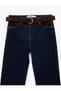 Slim Fit Belted Buttoned Flared Denim Trousers - Flare Jeans - 4
