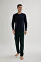 100% Cotton New Season 2026 4 Seasons Midi Collar Men's Pajama Set - 2