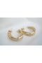 Kp154 Gold Crimped Textured Hoop Earrings (Diameter 20 mm)