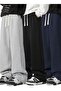 Three Pieces Black Gray Navy Blue Loose Fit Straight Leg Trackpants - 3
