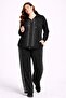 Women's Plus Size Black, Stone Detailed Hooded , Pocketed Tracksuit Set 65N39317