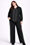 Women's Plus Size Black, Stone Detailed Hooded , Pocketed Tracksuit Set 65N39317 - 3