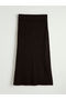 Black Corded Fabric Knitwear Skirt with Elastic Waist - 5