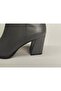 Women's Genuine Leather Gray Leather Heeled Boots - 2