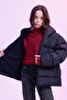 Girl's Black Water and Windproof K Hooded Puffer Jacket with Fleece Inside - 6