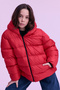 Girl's Red Water and Windproof K Hooded Puffer Jacket with Fleece Inside - 3