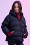 Girl's Black Water and Windproof K Hooded Puffer Jacket with Fleece Inside - 4
