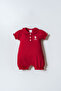 Baby Girl Polo Collar Embroidered Summer Regular Fit Red Jumpsuit Usb3026-C-V1