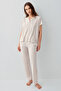 Women's Cream Shirt Pajama Set - 2