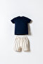 Baby Boy Navy Blue Shorts Set - 4