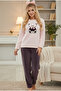 Pink Purple Embroidered Wellsoft Winter Knitted Pajama Set - 2