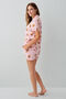 Women's Shirt Collar Printed Summer Regular Fit Pink Shorts Set Rp3818-S-V2 - 4