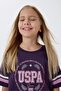 Girl's Crew Neck Embroidered Summer Regular Fit Purple Shorts Set Us2501-C-V2 - 5
