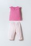 Baby Girl Crew Neck Embroidered Summer Regular Fit Pink Baby Set Usb3017-C-V1 - 4