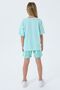Girl's Crew Neck Embroidered Summer Regular Fit Green Shorts Set Us2507-C-V2 - 4
