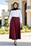 Women's Scuba Fabric Burgundy Flared Skirt - 4