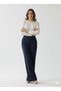 Women's Imported Modal Pocketed Wide-Leg High-Waisted Soft Textured Elastic Waist L Stretch Fabric Trousers - 3
