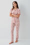 Women's Shirt Collar Embroidered Summer Regular Fit Burgundy Pajama Set Pc9198-S-V1 - 2
