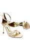 (Dekas) Women's Heeled Shoes with Cross Band Detail Gold - 3