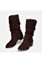 Large Size Women's Genuine Leather Suede Boots 41-42-43-44-45 Brown Nubuck - 4