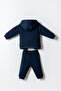 Baby Boy Zippered Collar Embroidered Summer Regular Fit Navy Blue 3-Piece Baby Set Usb2909-C-V1 - 4