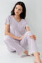Women's V-Neck Embroidered Summer Regular Fit Purple Pajama Set Pc9217-S-V3