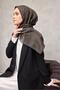 Cotton Polyester Soft Scarf Oil Green Geometric Patterned Non-Slip Textured Tok Duruşlu 90X90 - 3