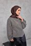 Cotton Polyester Soft Scarf Geometric Pattern Cinnamon Brown 90X90 - 4